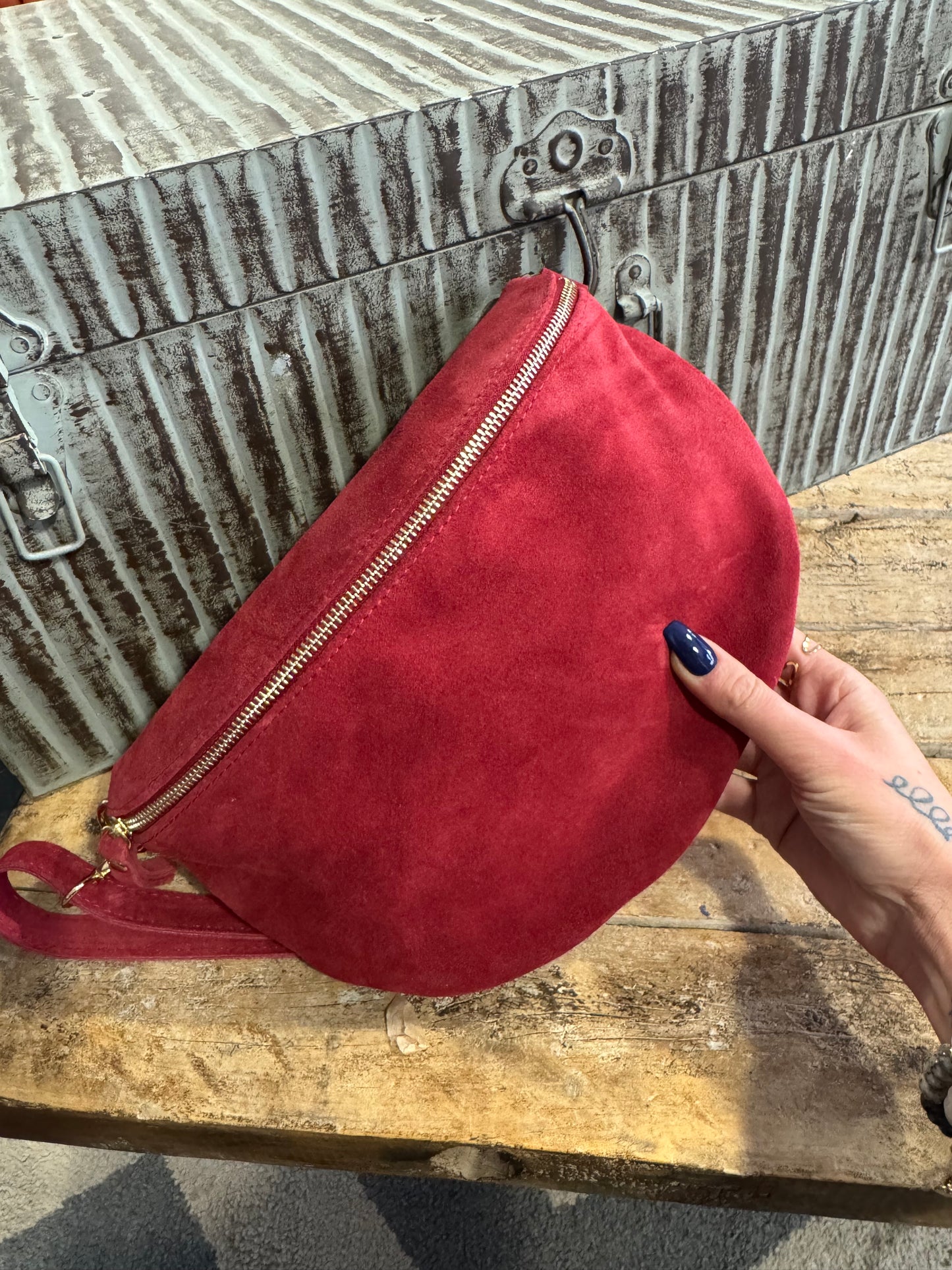 Sac banane Cuir Bordeaux