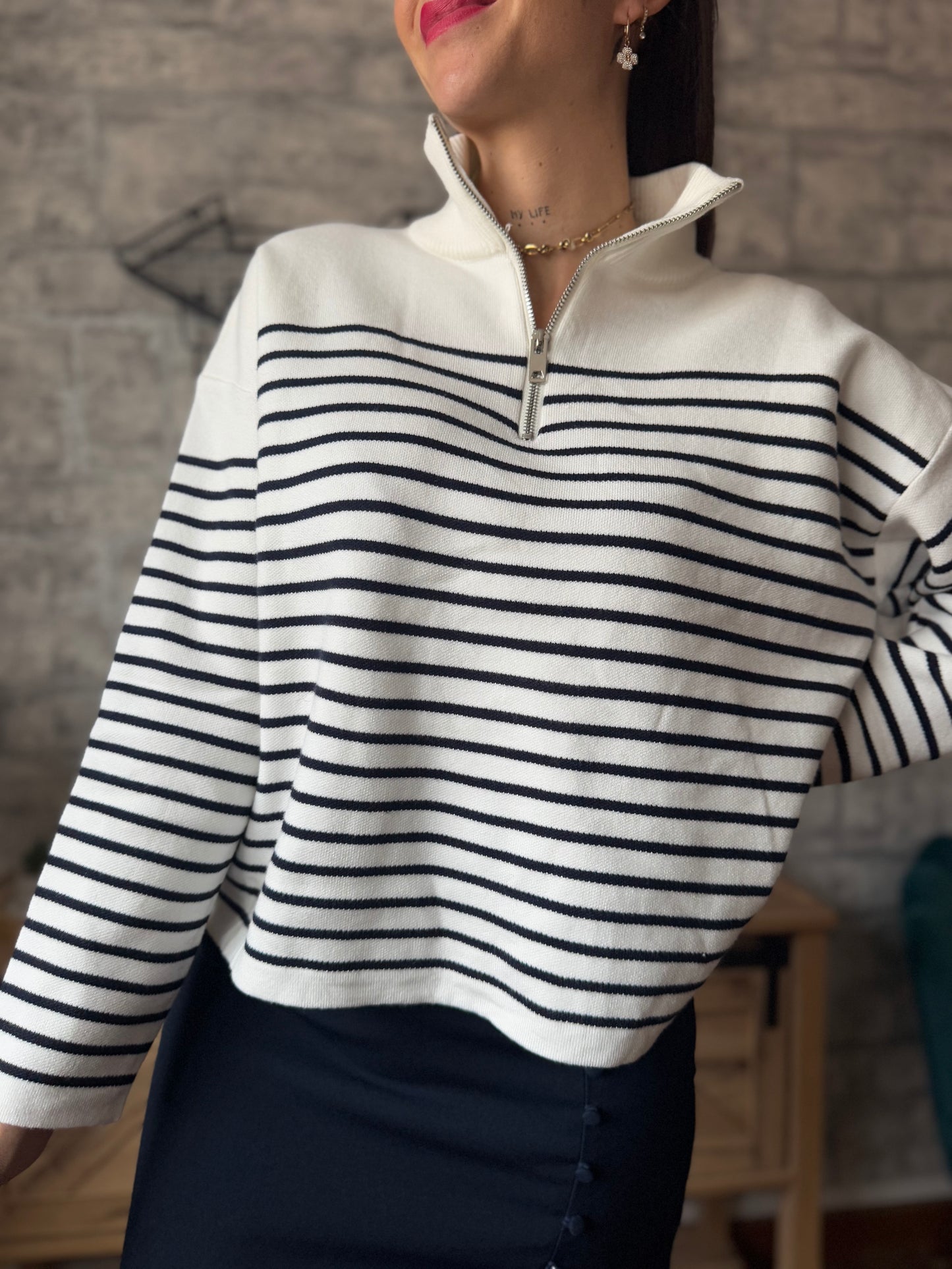 Pull Marinière Zip