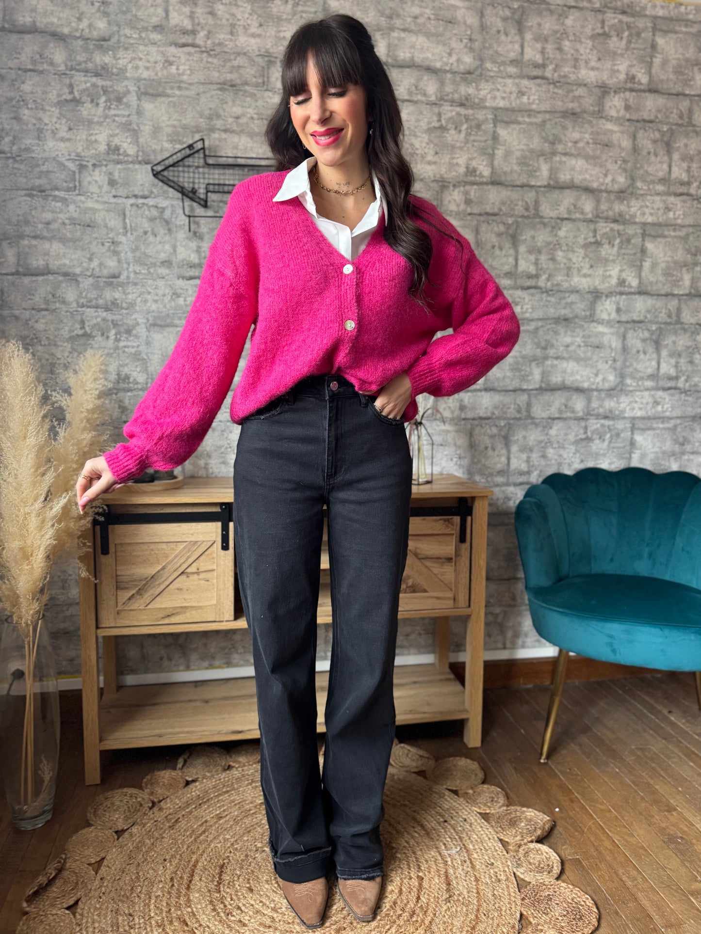 Pull/Gilet Toudoux Fushia