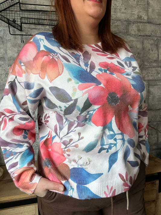 Pull Fleurs Bouton Pulpeuse