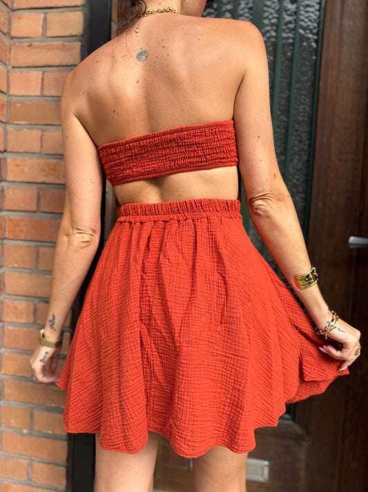 Robe Coton Dos nu Terracota