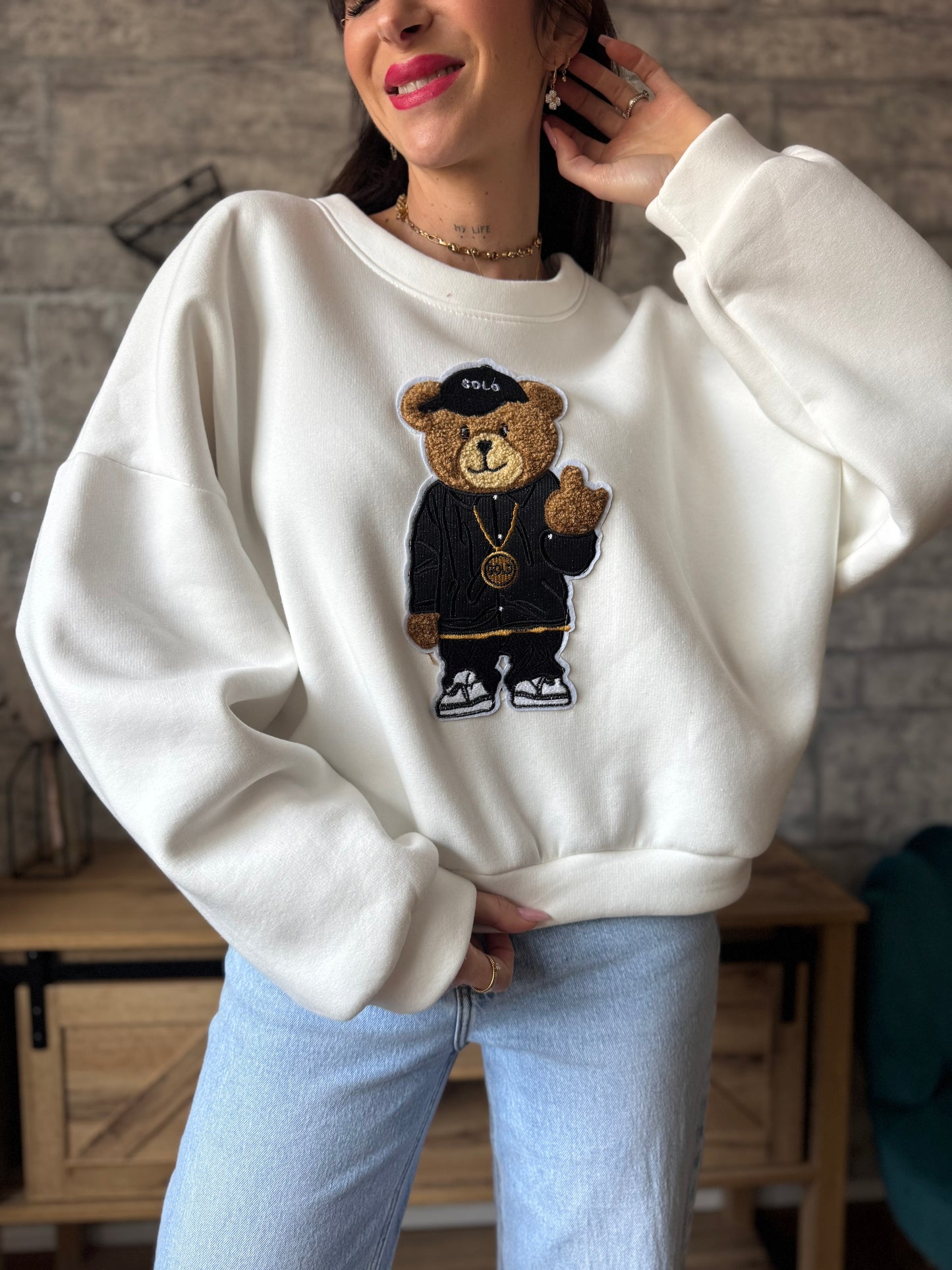 Sweat Teddy Bear Blanc