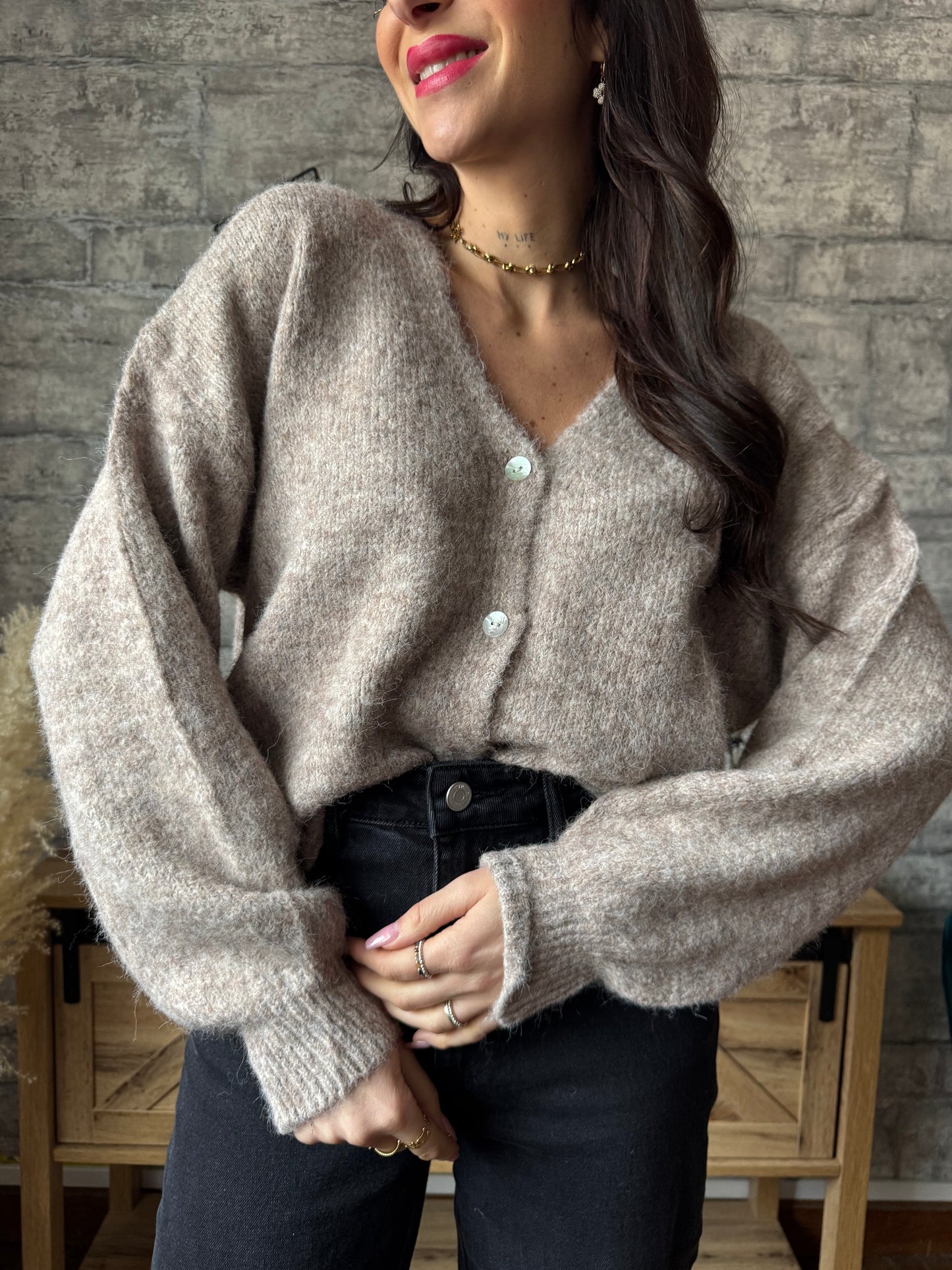 Pull/Gilet Toudoux Taupe