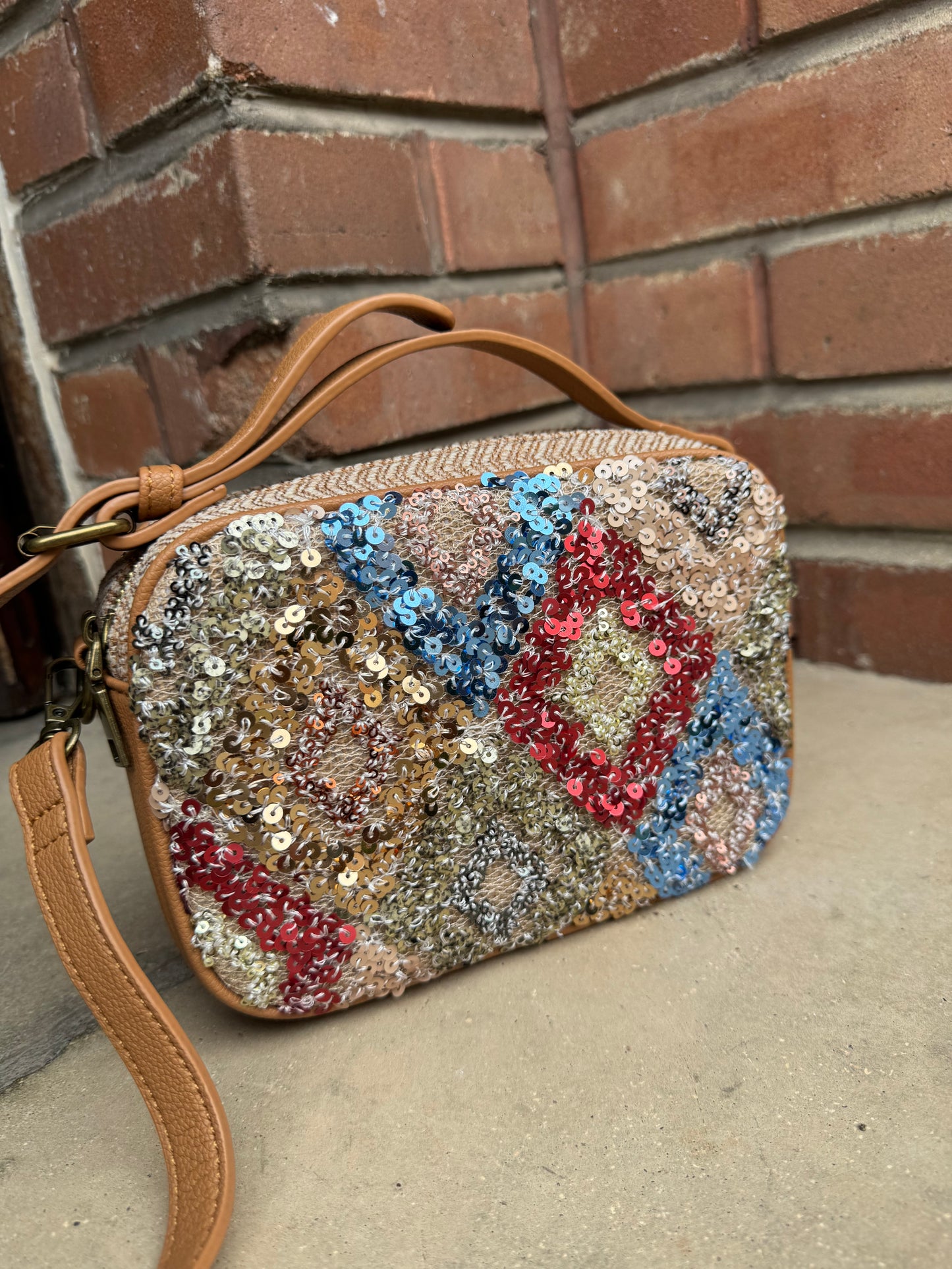 Sac carré Sequin Camel