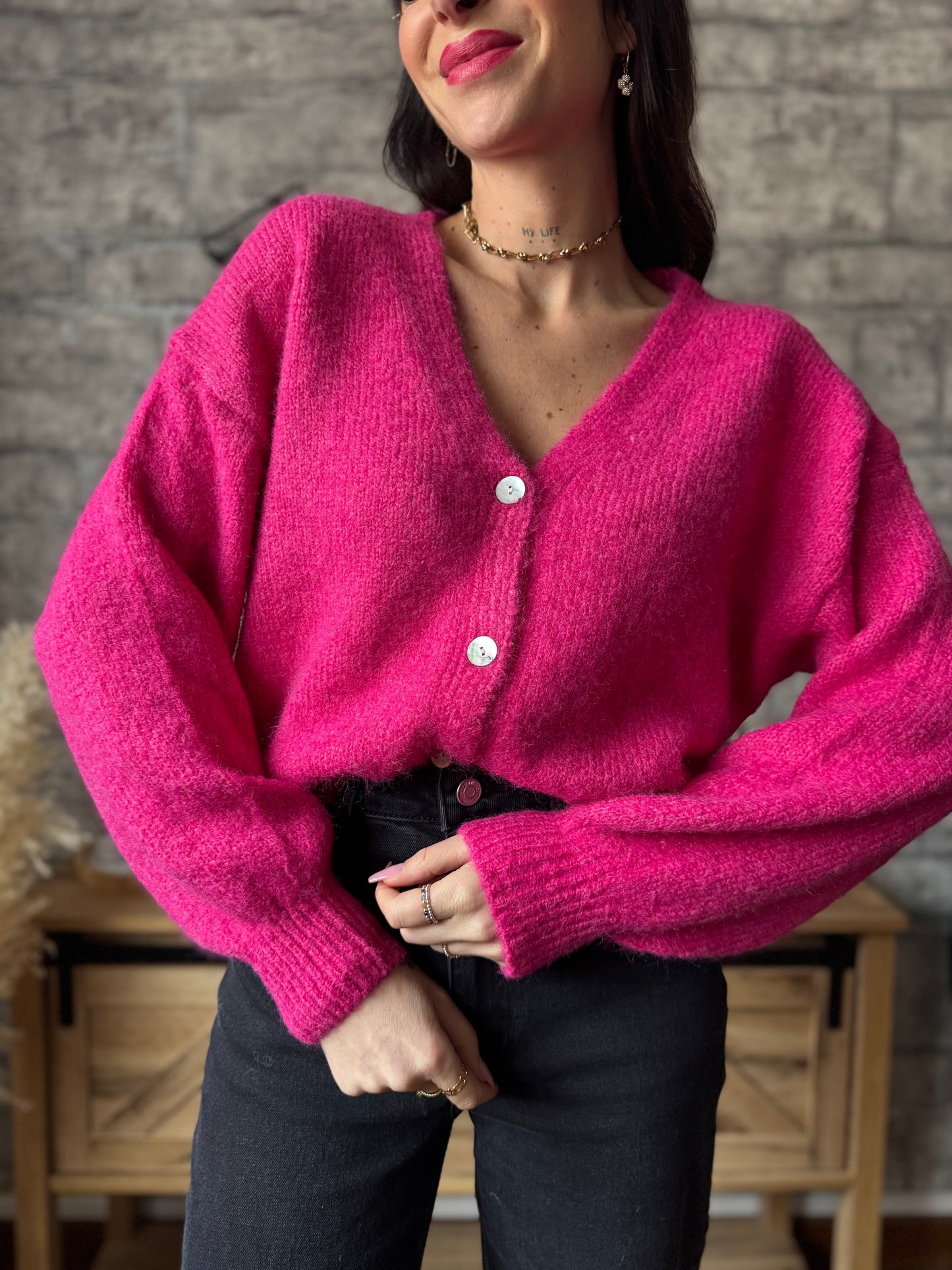 Pull/Gilet Toudoux Fushia