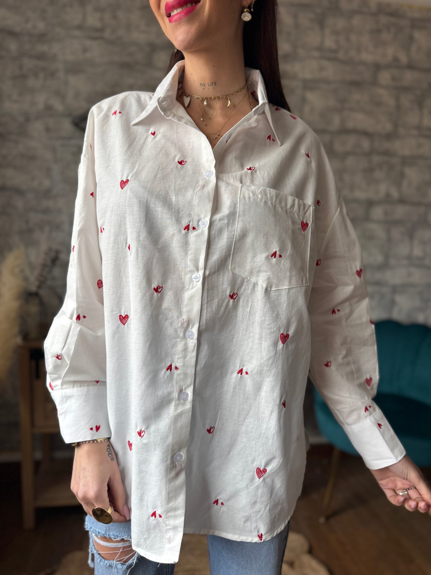 Chemise Oversize Petit Cœur