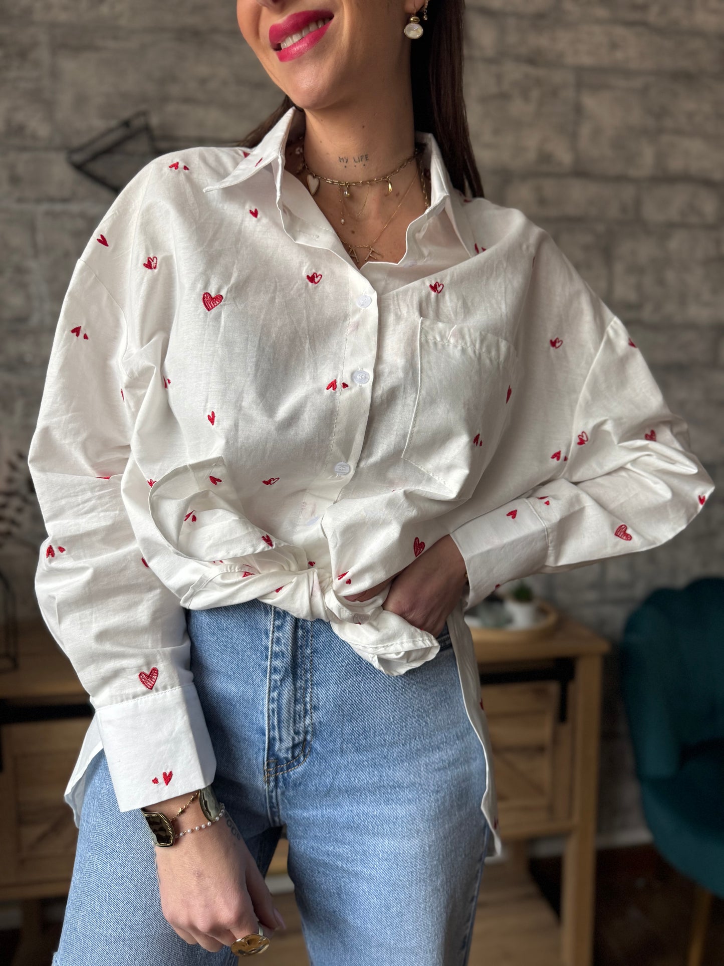 Chemise Oversize Petit Cœur