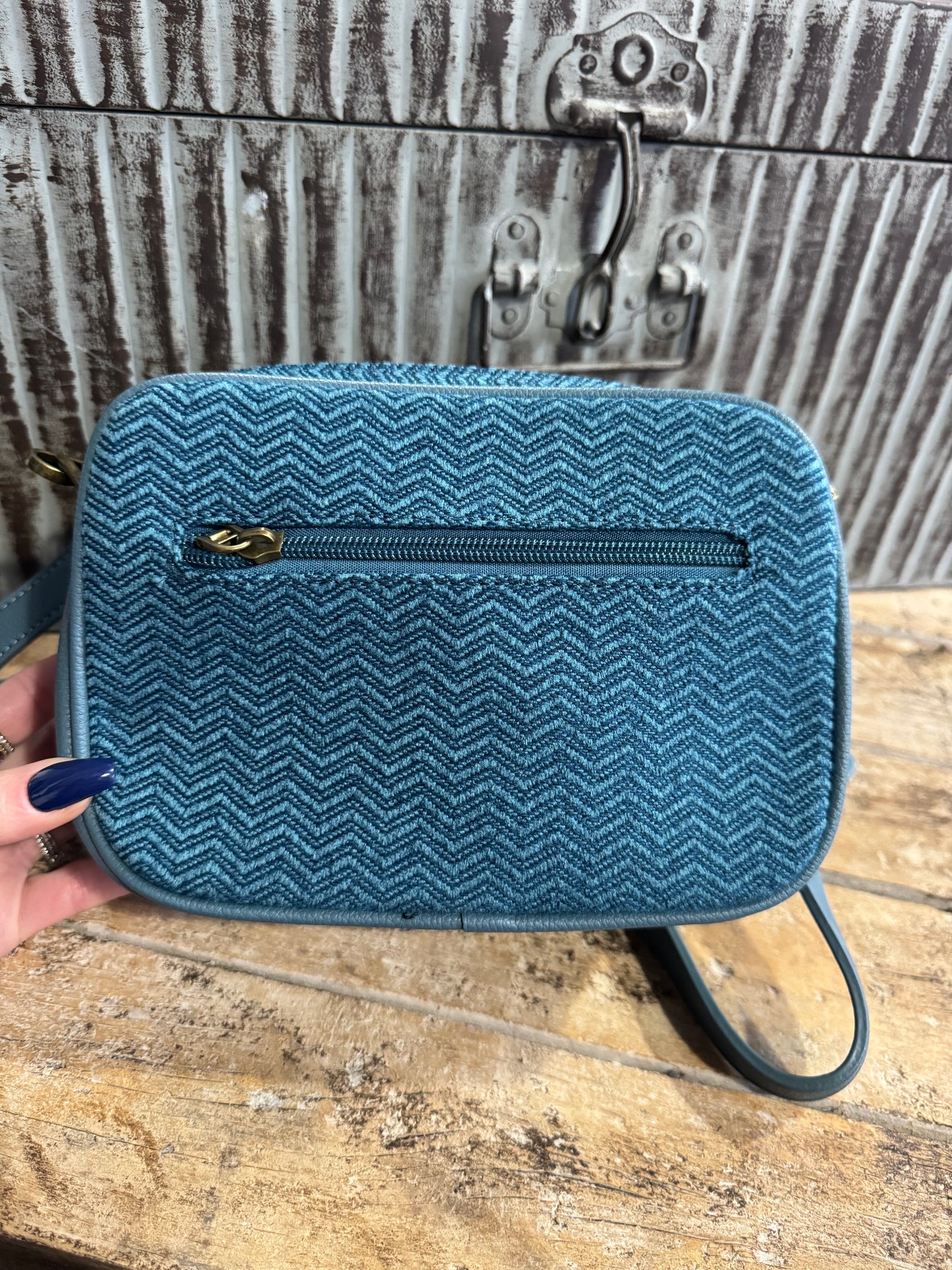 Sac carré Sequin Bleu Pétrole