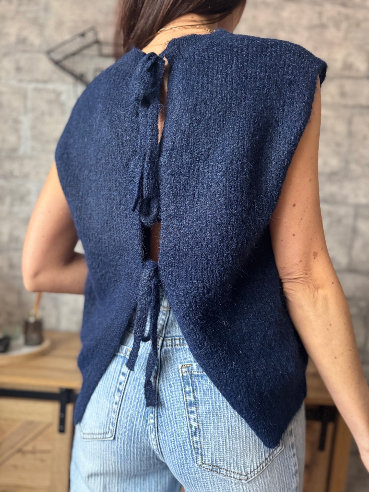 Pull Sans Manches Bleu Marine