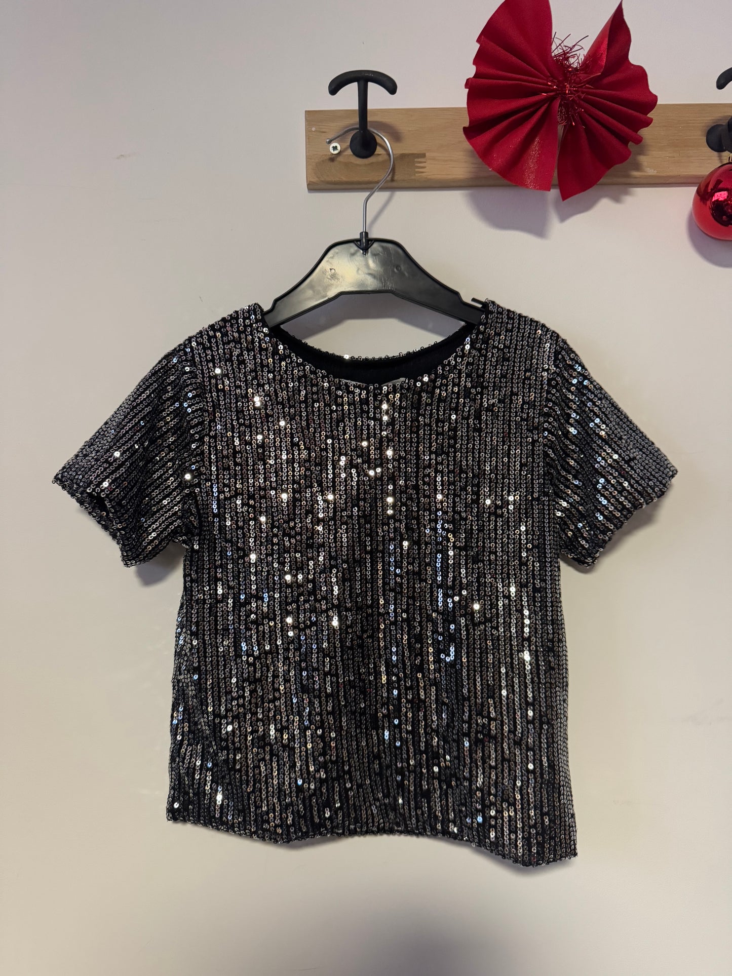 Top Sequin Argenté Enfant