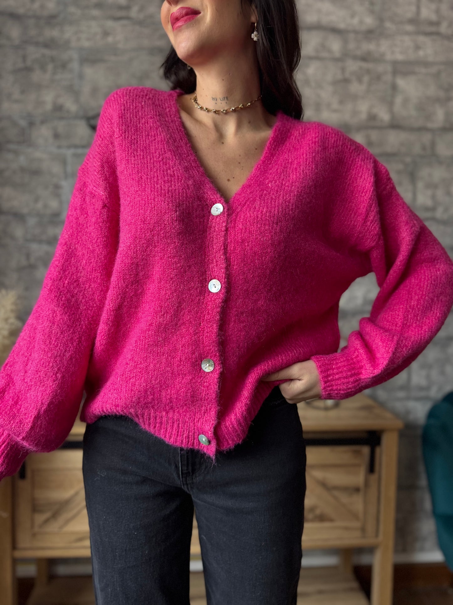 Pull/Gilet Toudoux Fushia