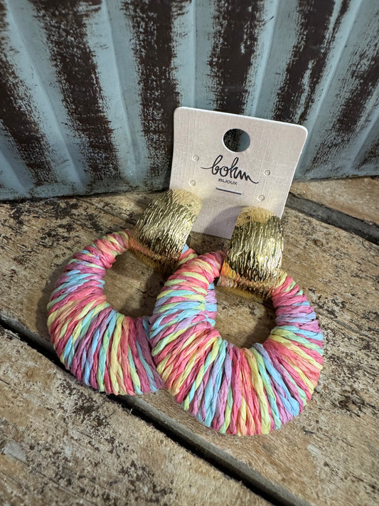 Boucle D’oreille Raphia Coloré