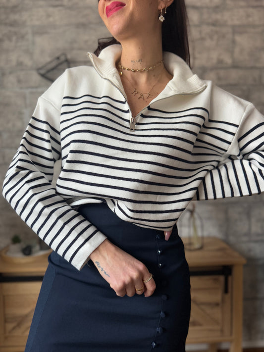 Pull Marinière Zip