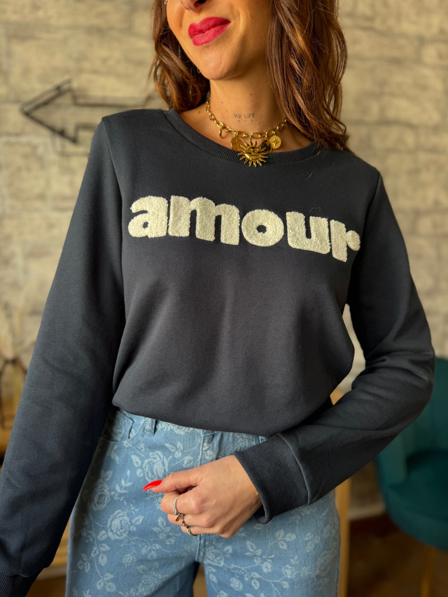 Sweat Bleu Marine Amour