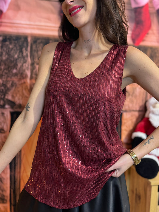 Top Bordeaux Sequin