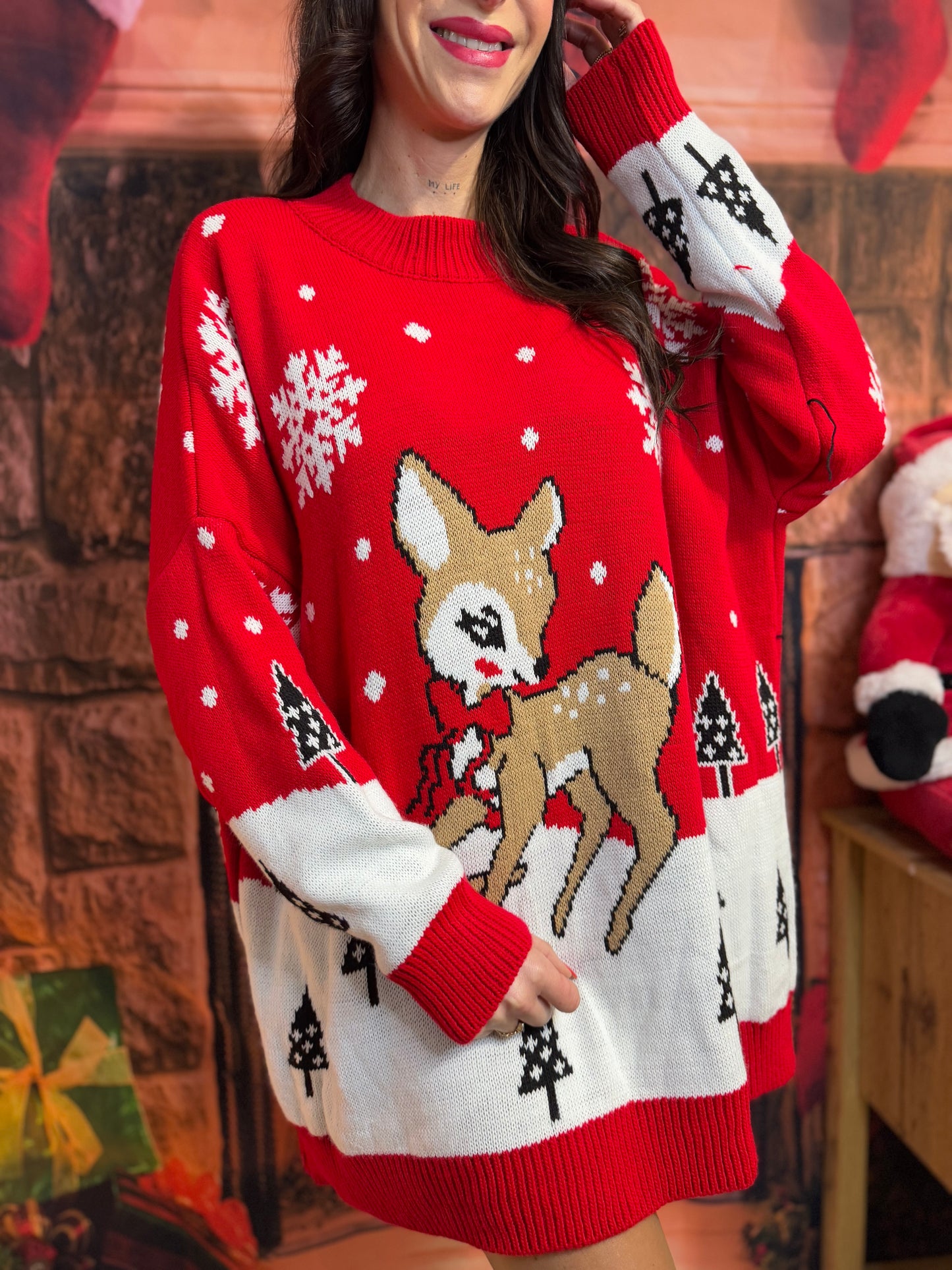 Robe Pull Rouge Noël