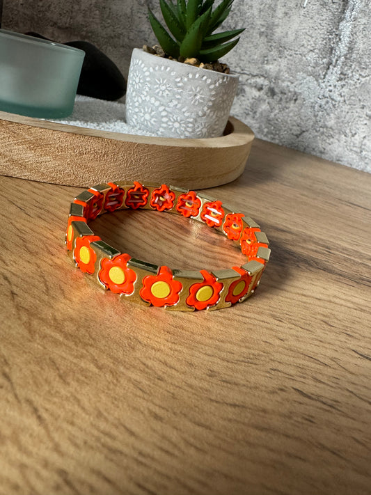 Bracelet Fleurs Orange